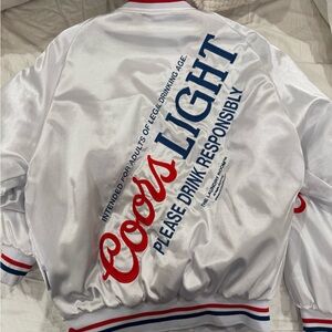 The Laundry Room White Jacket with Red and Blue Accents